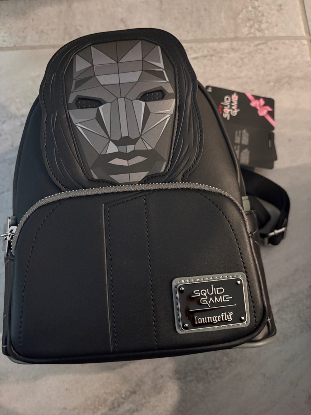 Loungefly Black Squid Game Geometric Mask Mini Backpack